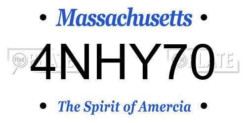 4NHY70 Massachusetts License Plate