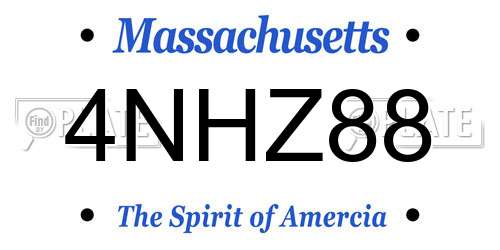 4NHZ88 Massachusetts License Plate