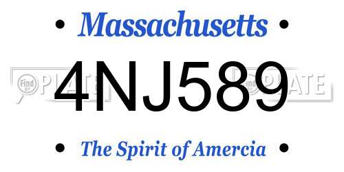 4NJ589 Massachusetts License Plate