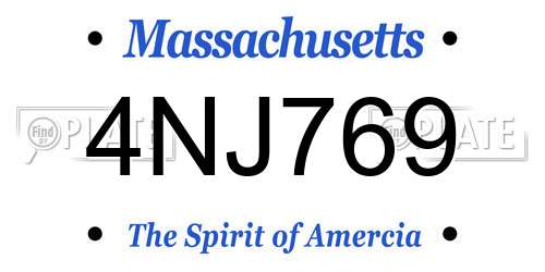 4NJ769 Massachusetts License Plate