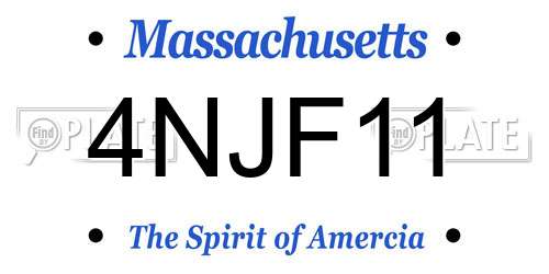 4NJF11 Massachusetts License Plate