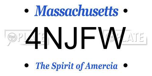 4NJFW Massachusetts License Plate