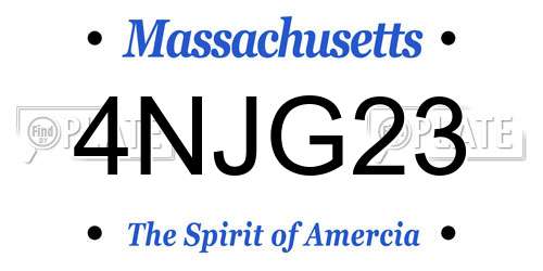 4NJG23 Massachusetts License Plate