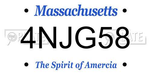 4NJG58 Massachusetts License Plate