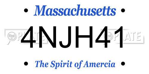 4NJH41 Massachusetts License Plate