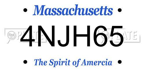 4NJH65 Massachusetts License Plate