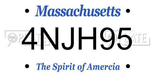 4NJH95 Massachusetts License Plate