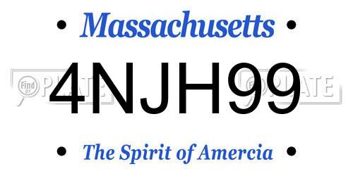 4NJH99 Massachusetts License Plate