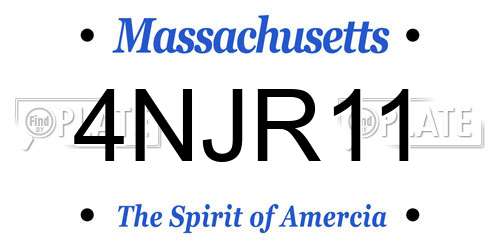 4NJR11 Massachusetts License Plate