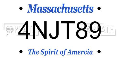 4NJT89 Massachusetts License Plate