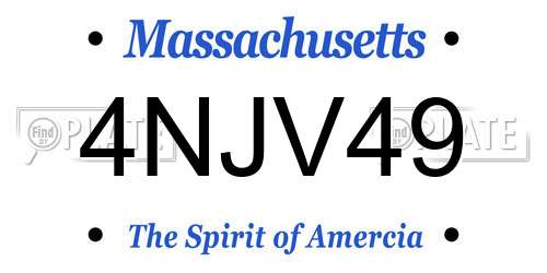 4NJV49 Massachusetts License Plate