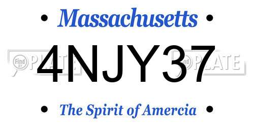4NJY37 Massachusetts License Plate