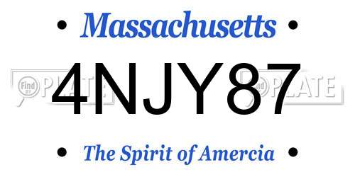4NJY87 Massachusetts License Plate