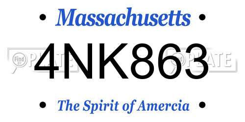 4NK863 Massachusetts License Plate