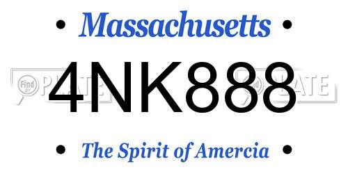 4NK888 Massachusetts License Plate