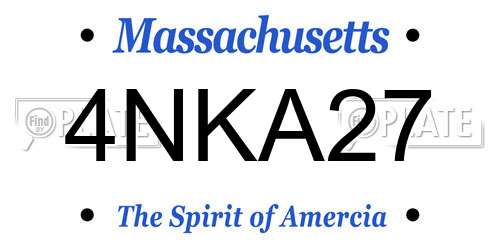 4NKA27 Massachusetts License Plate