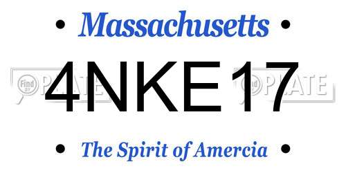 4NKE17 Massachusetts License Plate