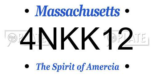 4NKK12 Massachusetts License Plate