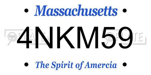 4NKM59 Massachusetts License Plate