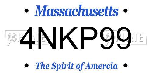 4NKP99 Massachusetts License Plate