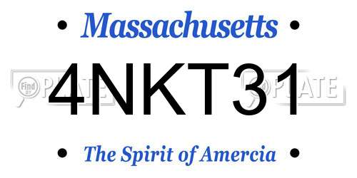 4NKT31 Massachusetts License Plate