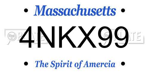 4NKX99 Massachusetts License Plate