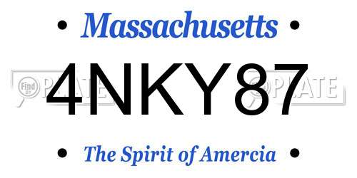 4NKY87 Massachusetts License Plate