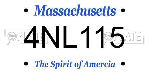 4NL115 Massachusetts License Plate