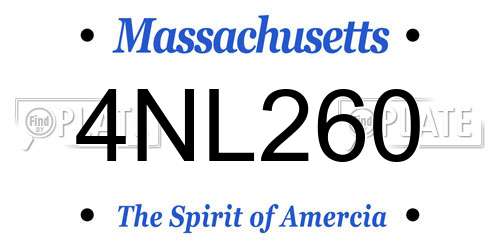 4NL260 Massachusetts License Plate