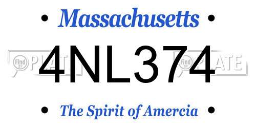 4NL374 Massachusetts License Plate