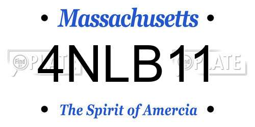 4NLB11 Massachusetts License Plate