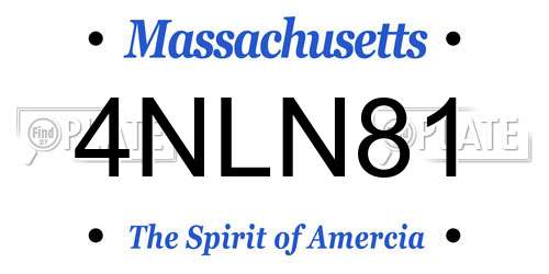 4NLN81 Massachusetts License Plate