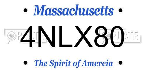 4NLX80 Massachusetts License Plate