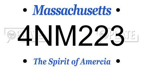 4NM223 Massachusetts License Plate