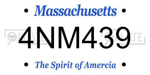 4NM439 Massachusetts License Plate