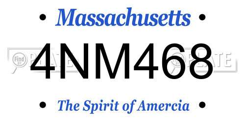 4NM468 Massachusetts License Plate