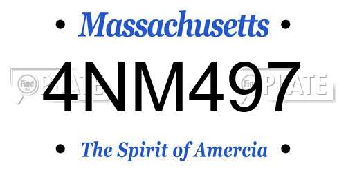 4NM497 Massachusetts License Plate