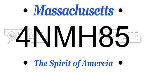 4NMH85 Massachusetts License Plate
