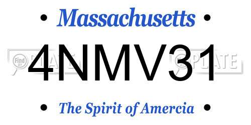 4NMV31 Massachusetts License Plate