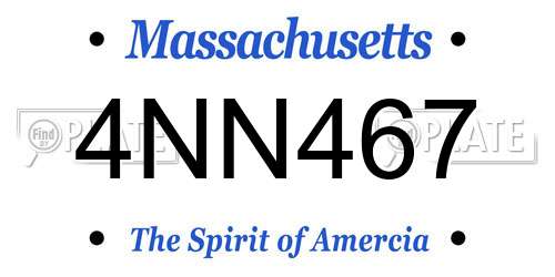 4NN467 Massachusetts License Plate