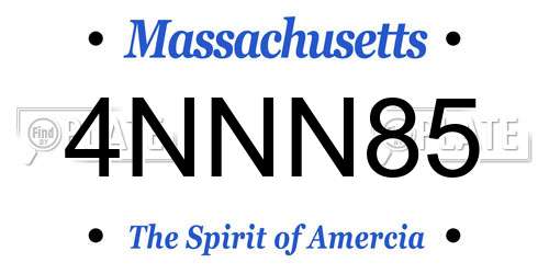 4NNN85 Massachusetts License Plate
