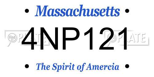 4NP121 Massachusetts License Plate