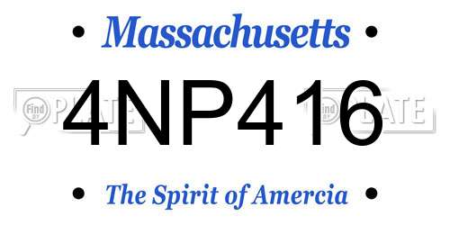 4NP416 Massachusetts License Plate