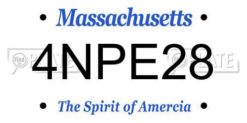 4NPE28 Massachusetts License Plate