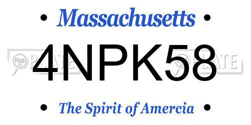 4NPK58 Massachusetts License Plate