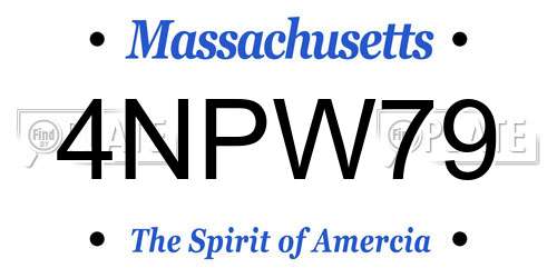 4NPW79 Massachusetts License Plate