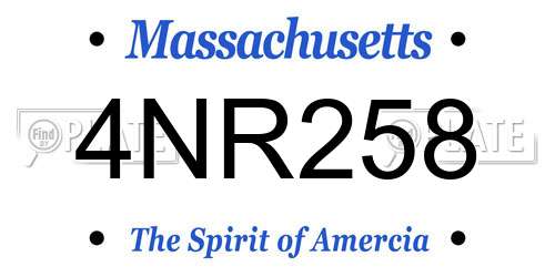 4NR258 Massachusetts License Plate