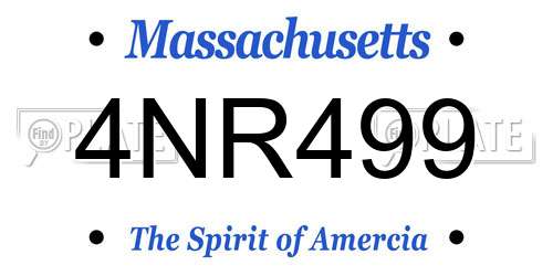 4NR499 Massachusetts License Plate