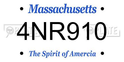 4NR910 Massachusetts License Plate