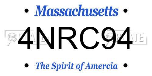 4NRC94 Massachusetts License Plate